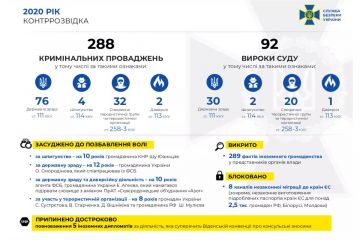 ​У 2020 році контррозвідка СБУ припинила діяльність 4 агентурних мереж та затримала 11 російських агентів